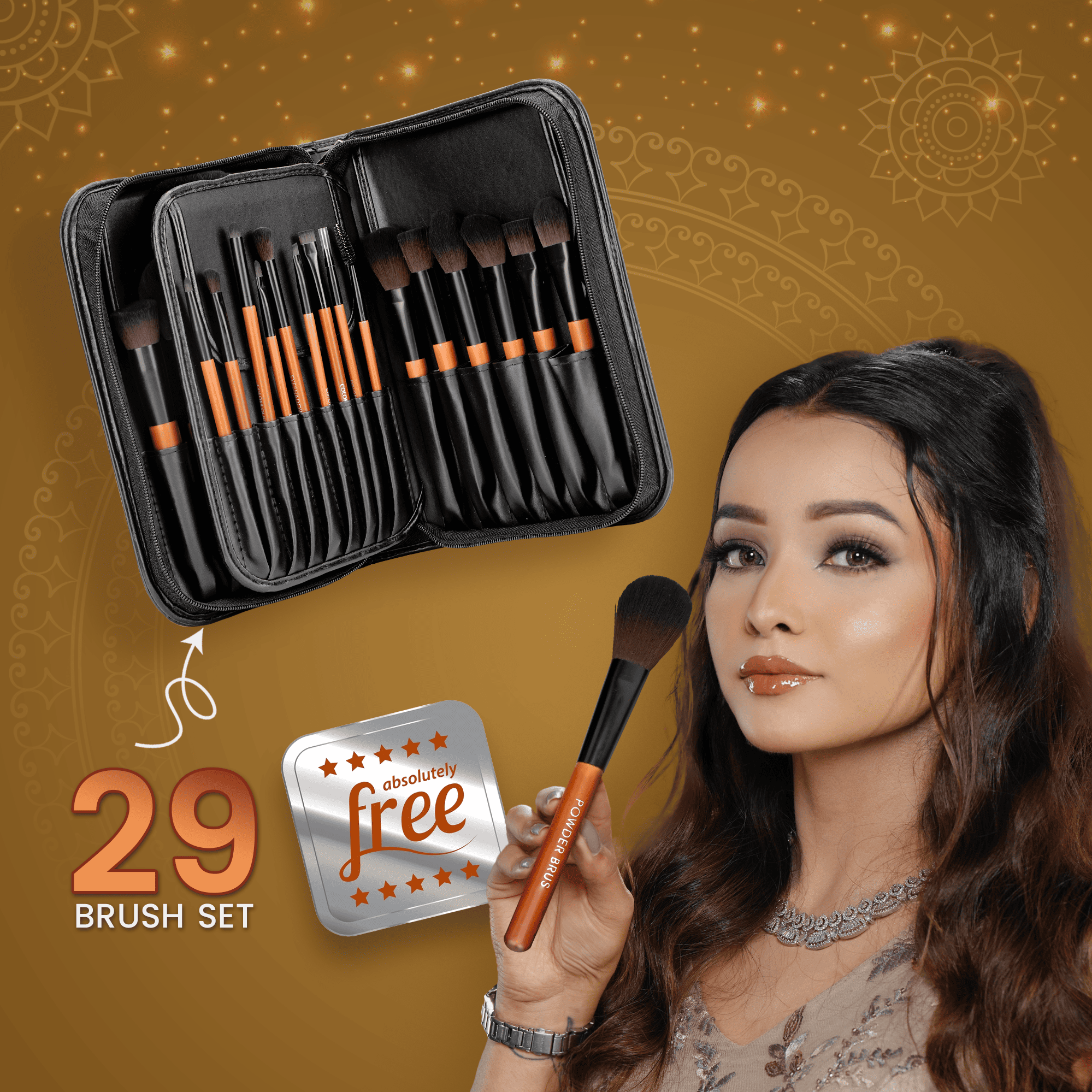Wedding Makeup Kit with Free 29 Brush Set