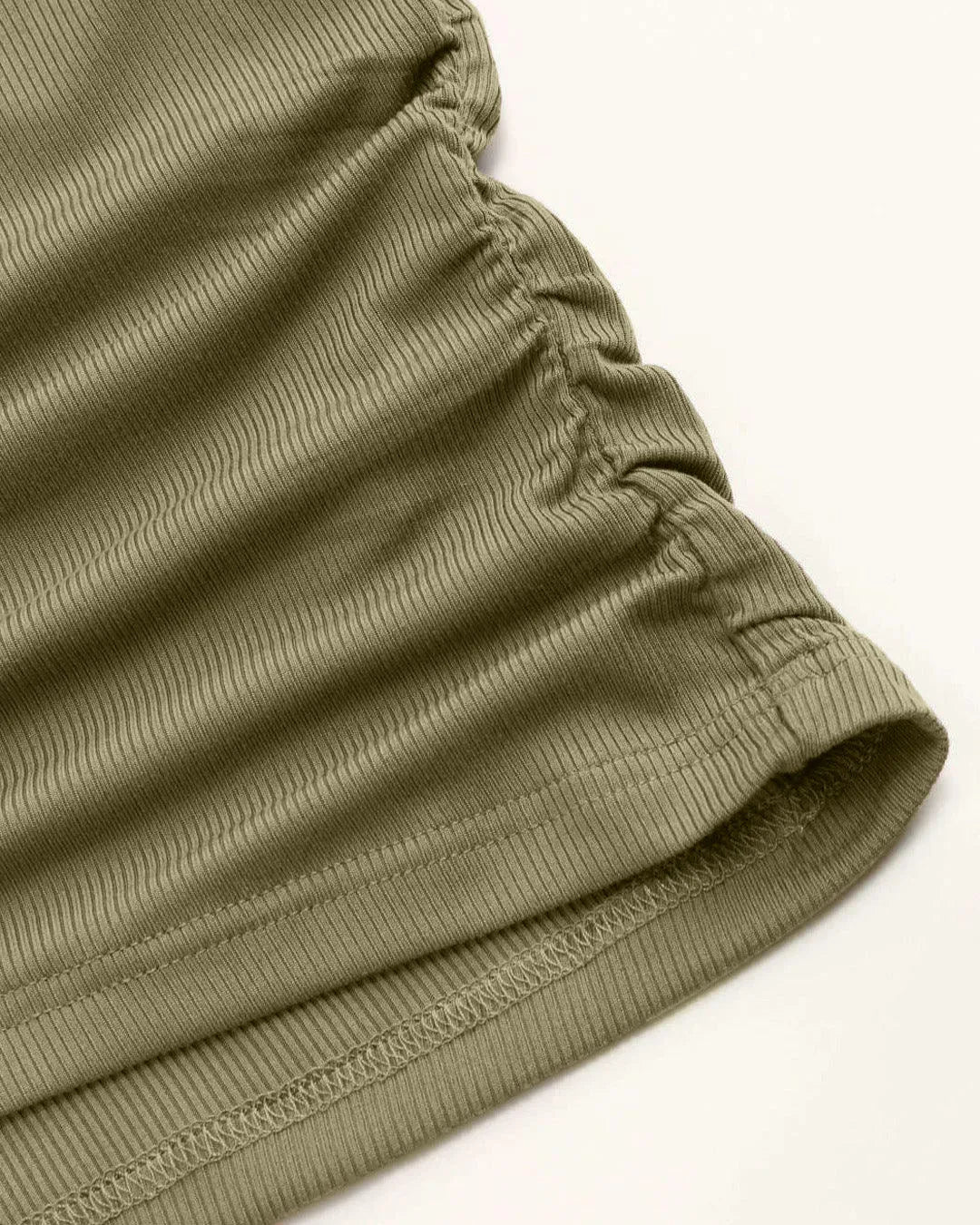 Ruched Short-Sleeve Off-The-Shoulder Top In Avocado