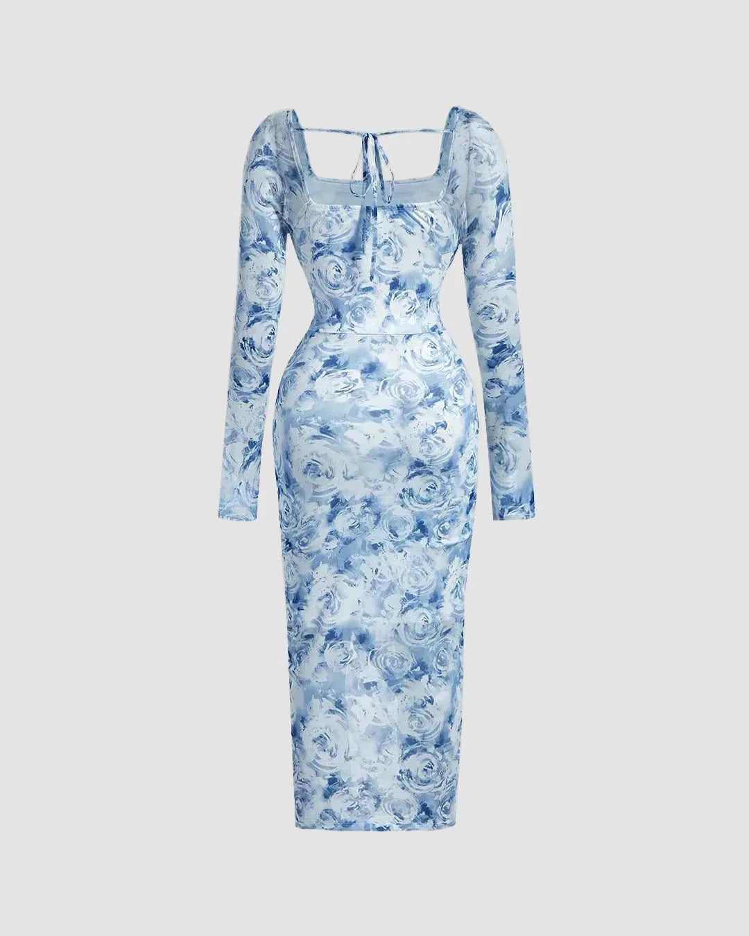 Floral Print Bodycon Long Sleeve Dress