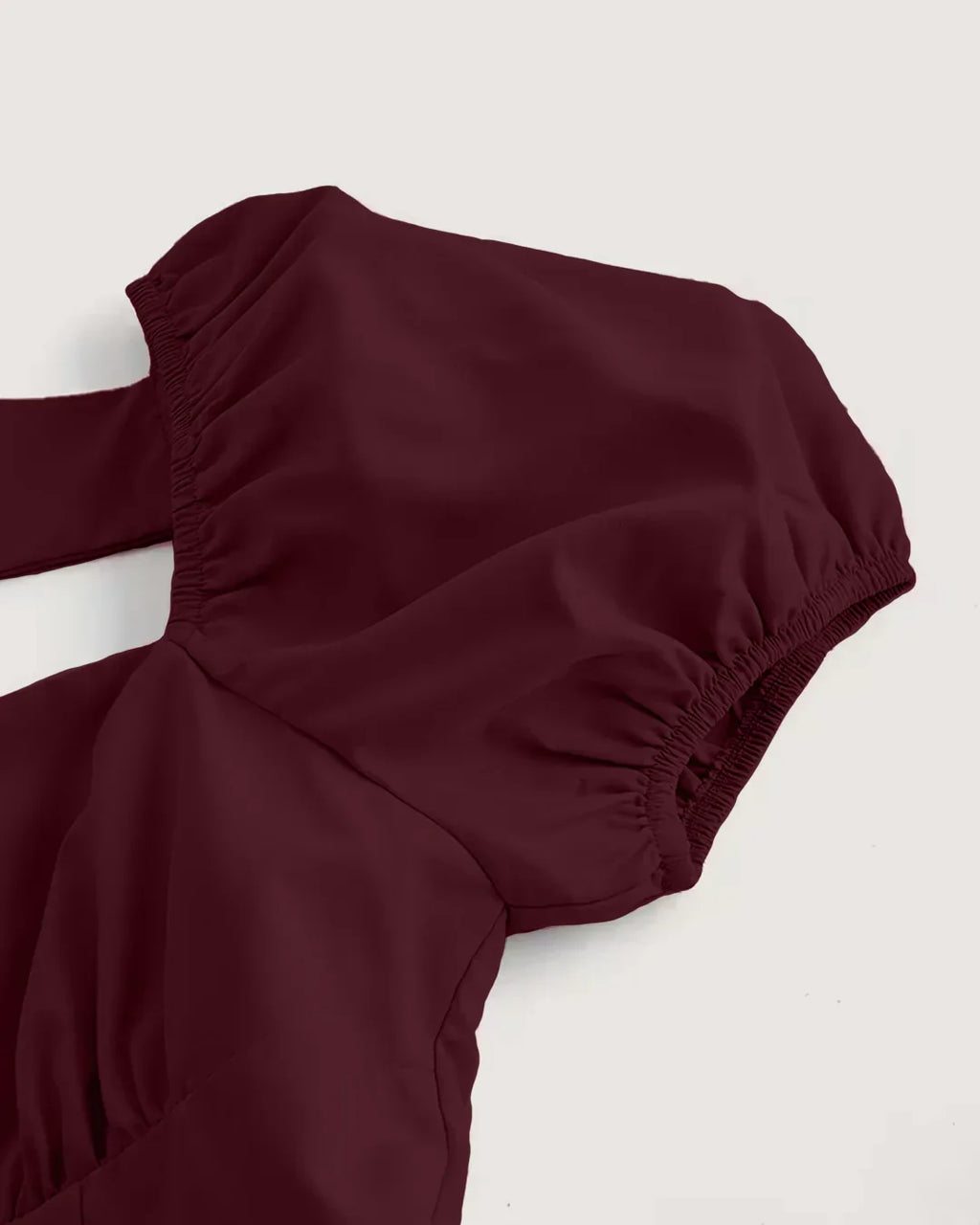 Sweetheart Neck Puff Sleeve Bow Back Mini Dress in Maroon