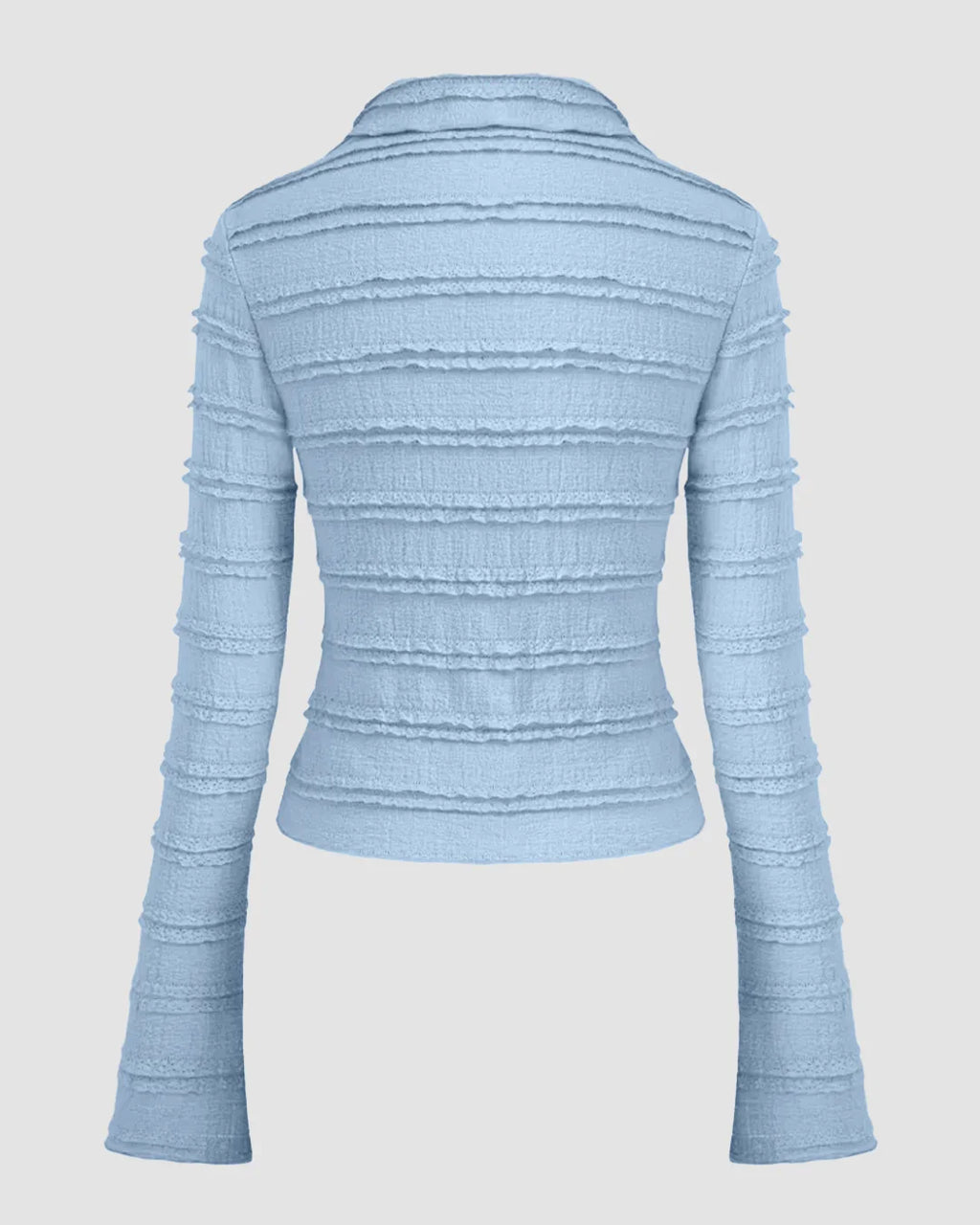 Textured Long Sleeve Button Up Top in Dusty Blue