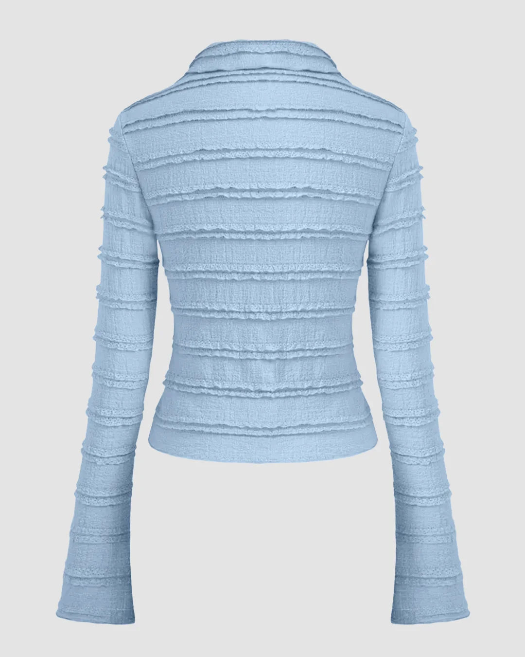 Textured Long Sleeve Button Up Top in Dusty Blue