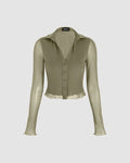 Collared Button Up Full Sleeve Herbal Green Shirt