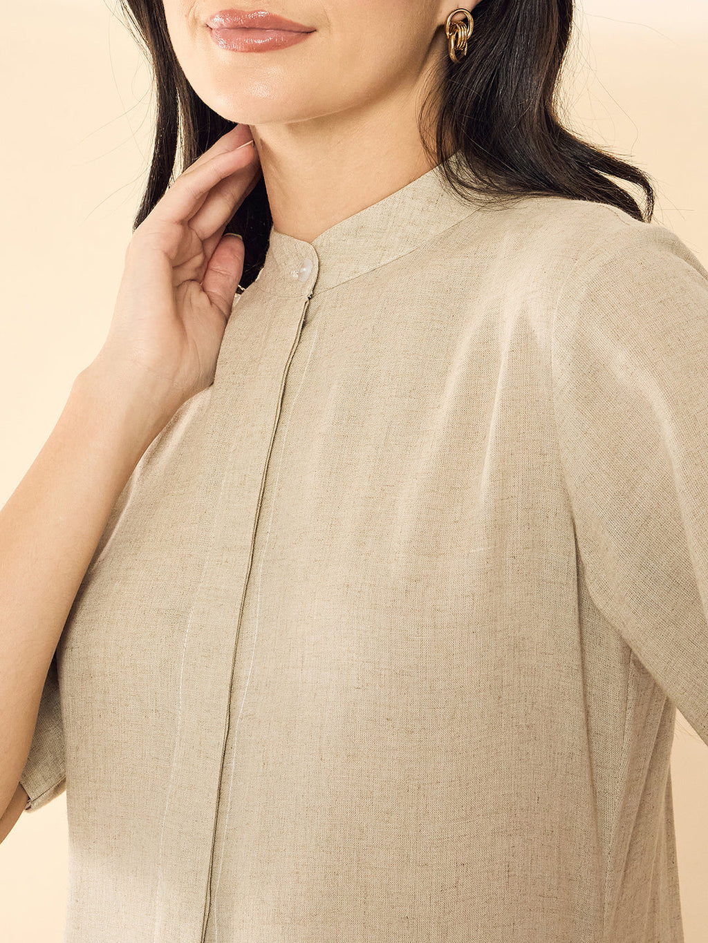 Pure Cotton Shirt Dress With Gathered Detailing