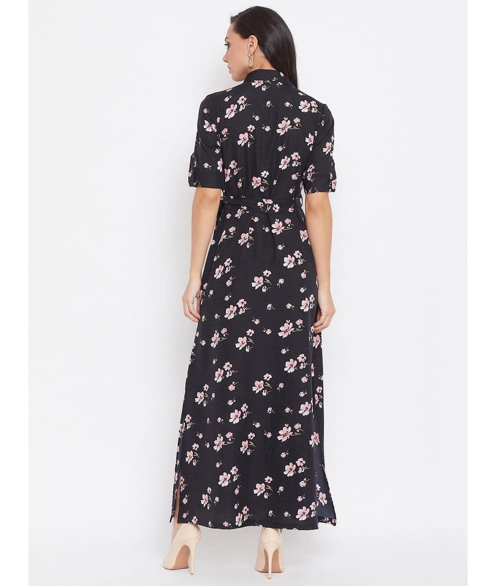Collar Buttoned Down Shirt Maxi Dress