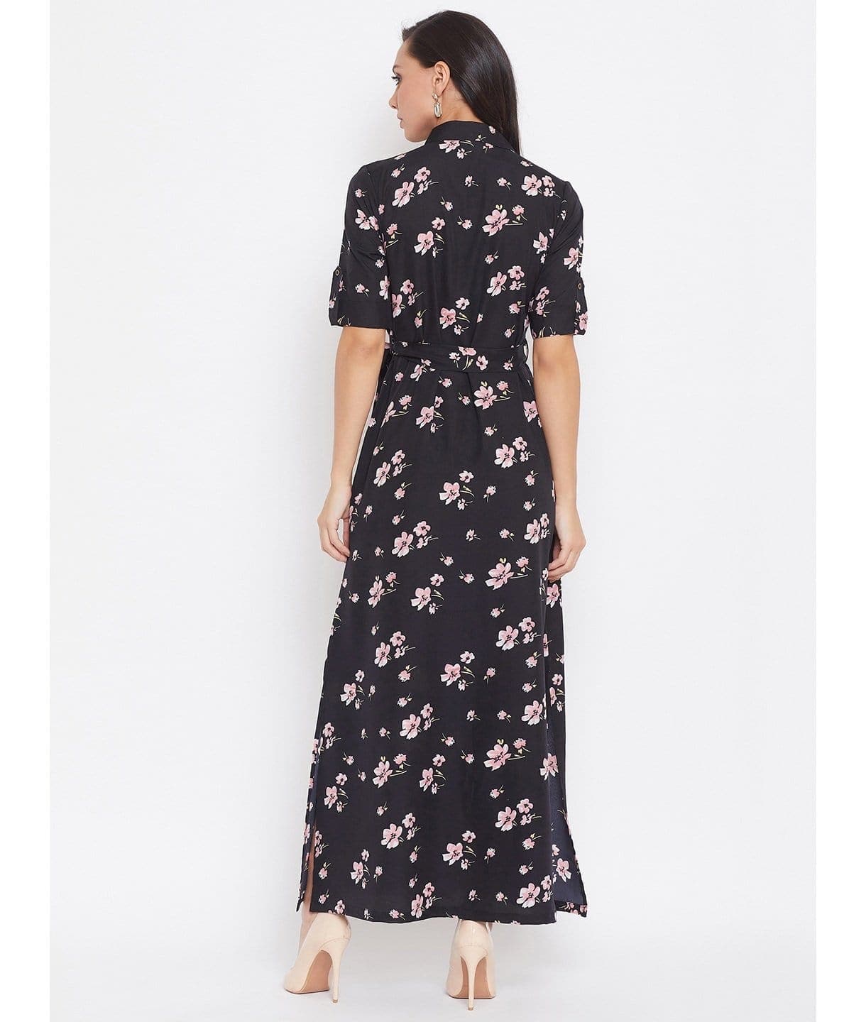 Collar Buttoned Down Shirt Maxi Dress