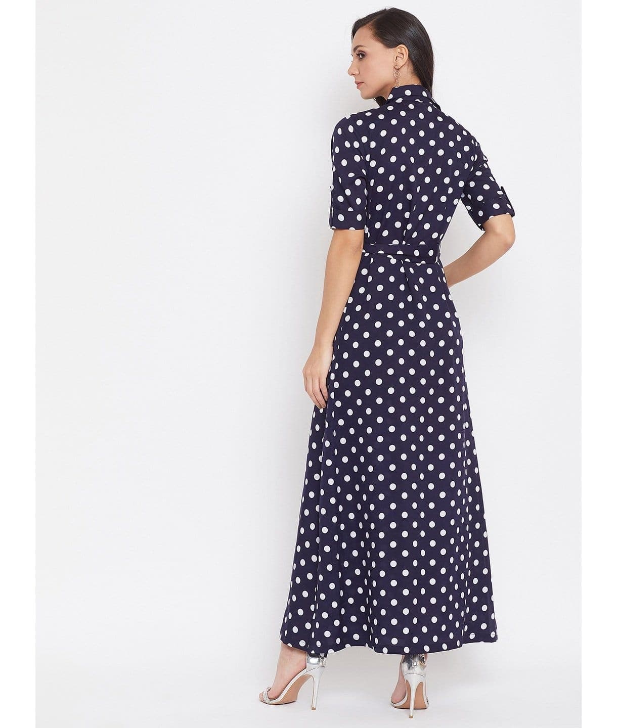 Collar Buttoned Down Shirt Maxi Dress