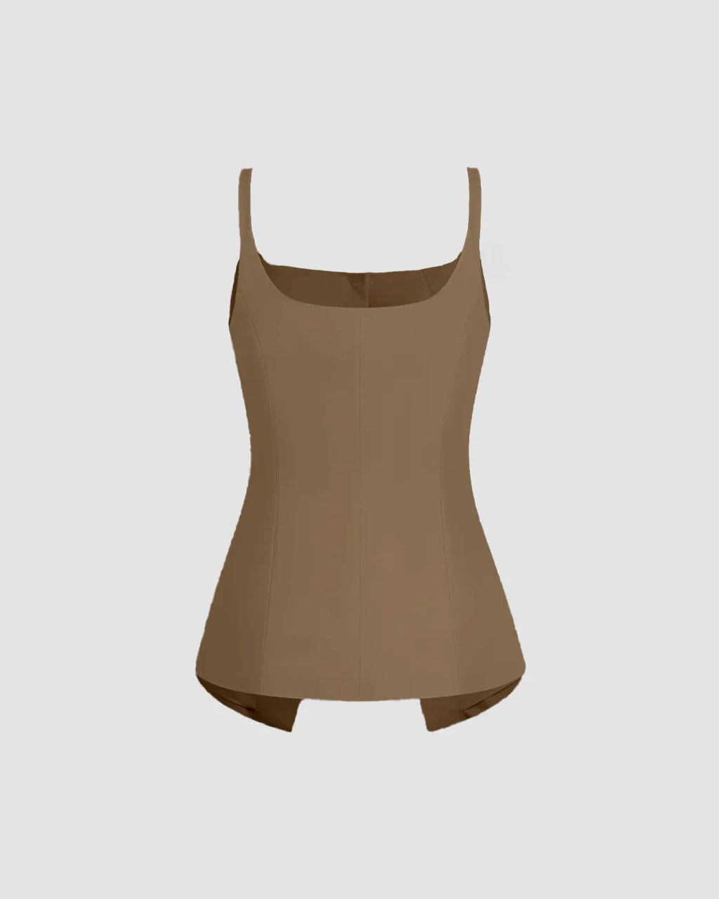 Sleeveless Button Down Corset Style Top in Mud Brown