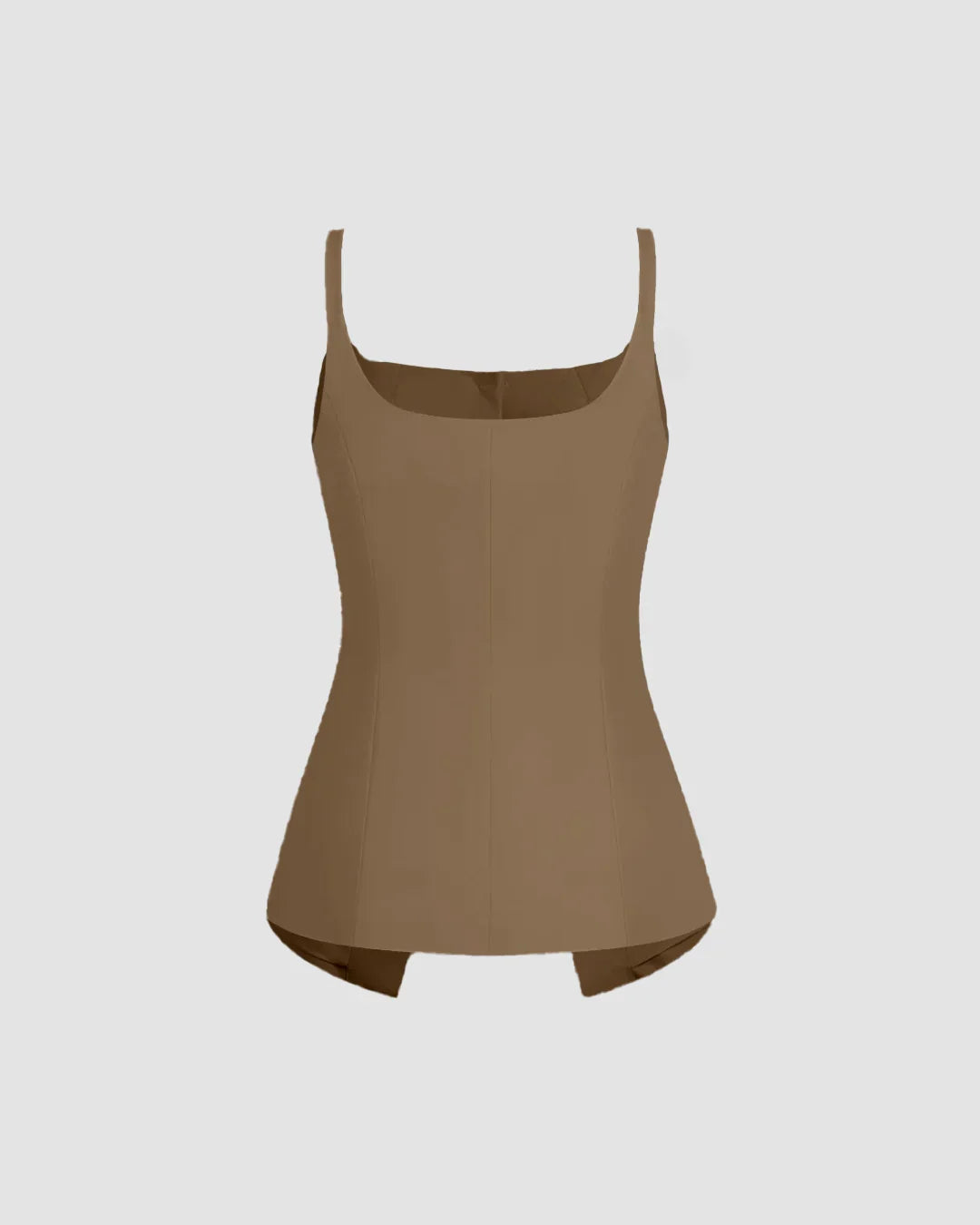 Sleeveless Button Down Corset Style Top in Mud Brown
