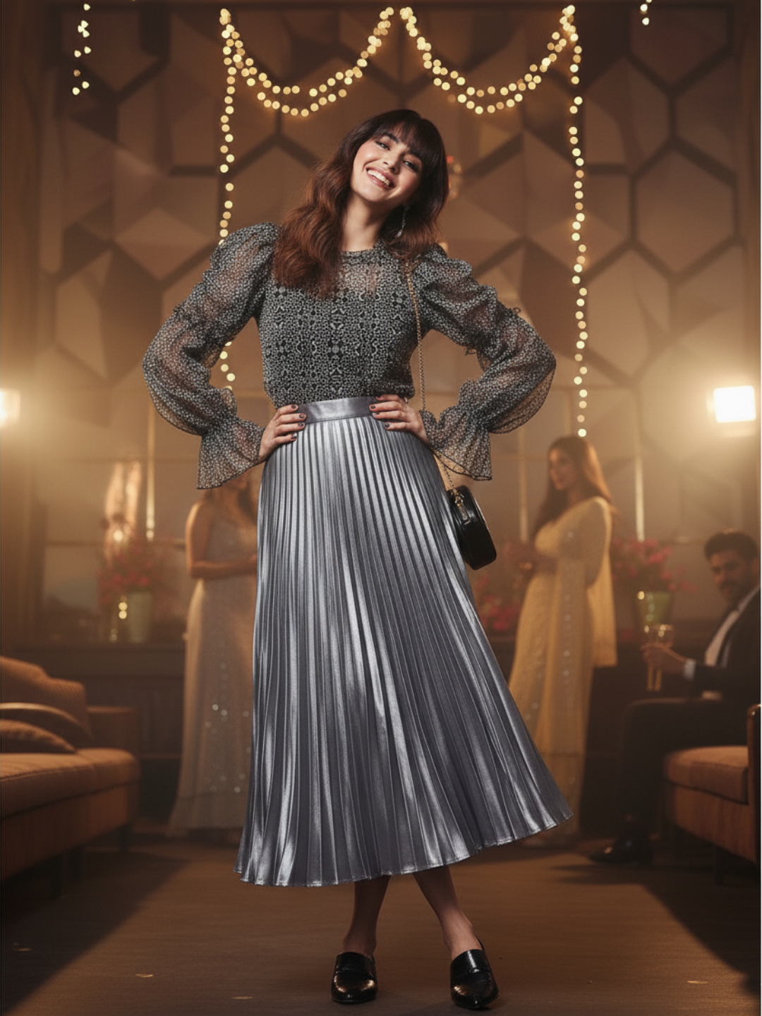 Pleated Midi Skirt - Pinkkup
