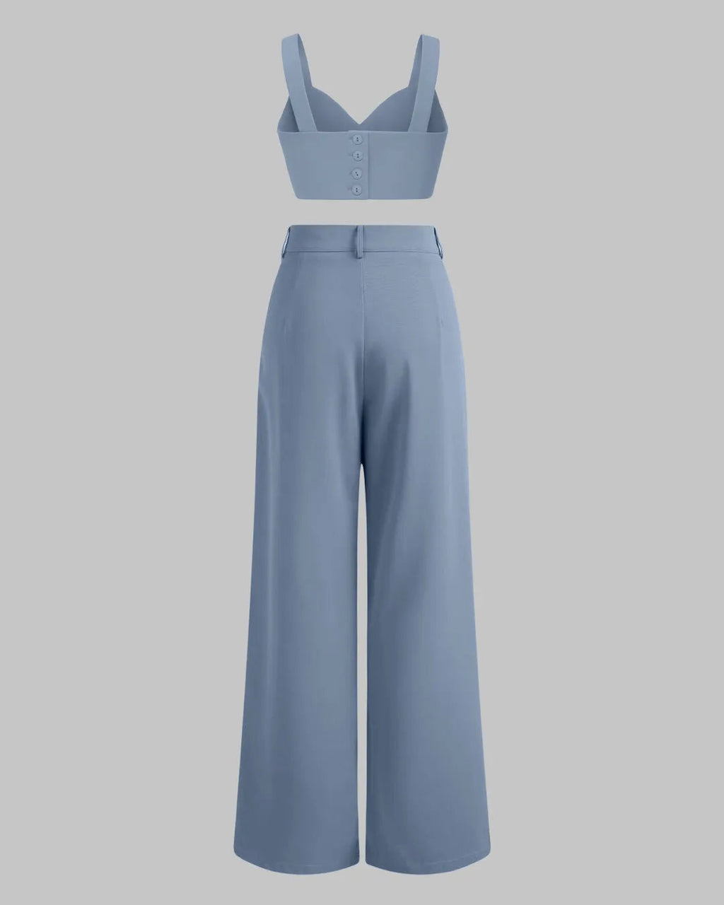 Premium Quality Set Of Two Cropped Top With Korean Style Baggy Trouser In Blue