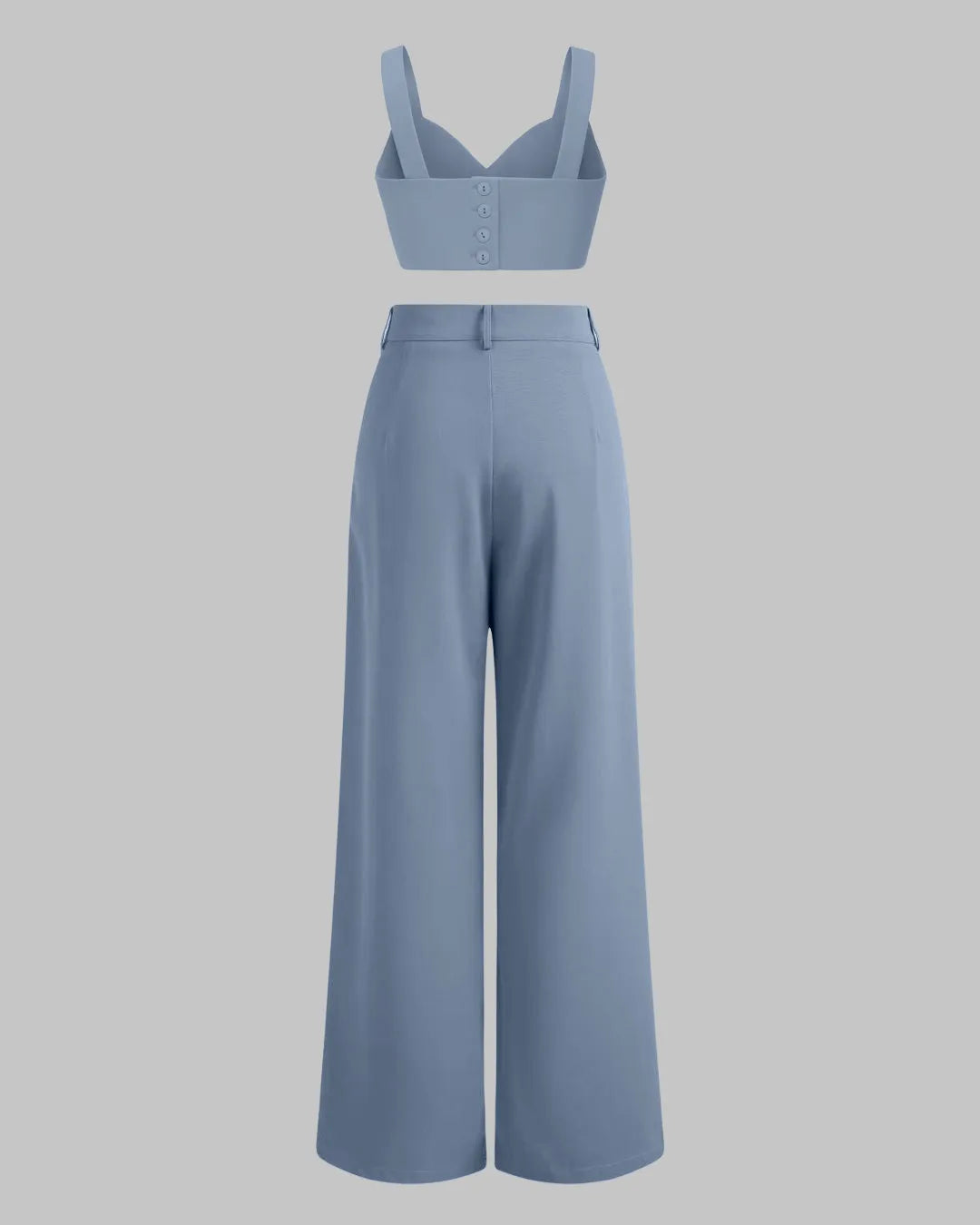 Premium Quality Set Of Two Cropped Top With Korean Style Baggy Trouser In Blue
