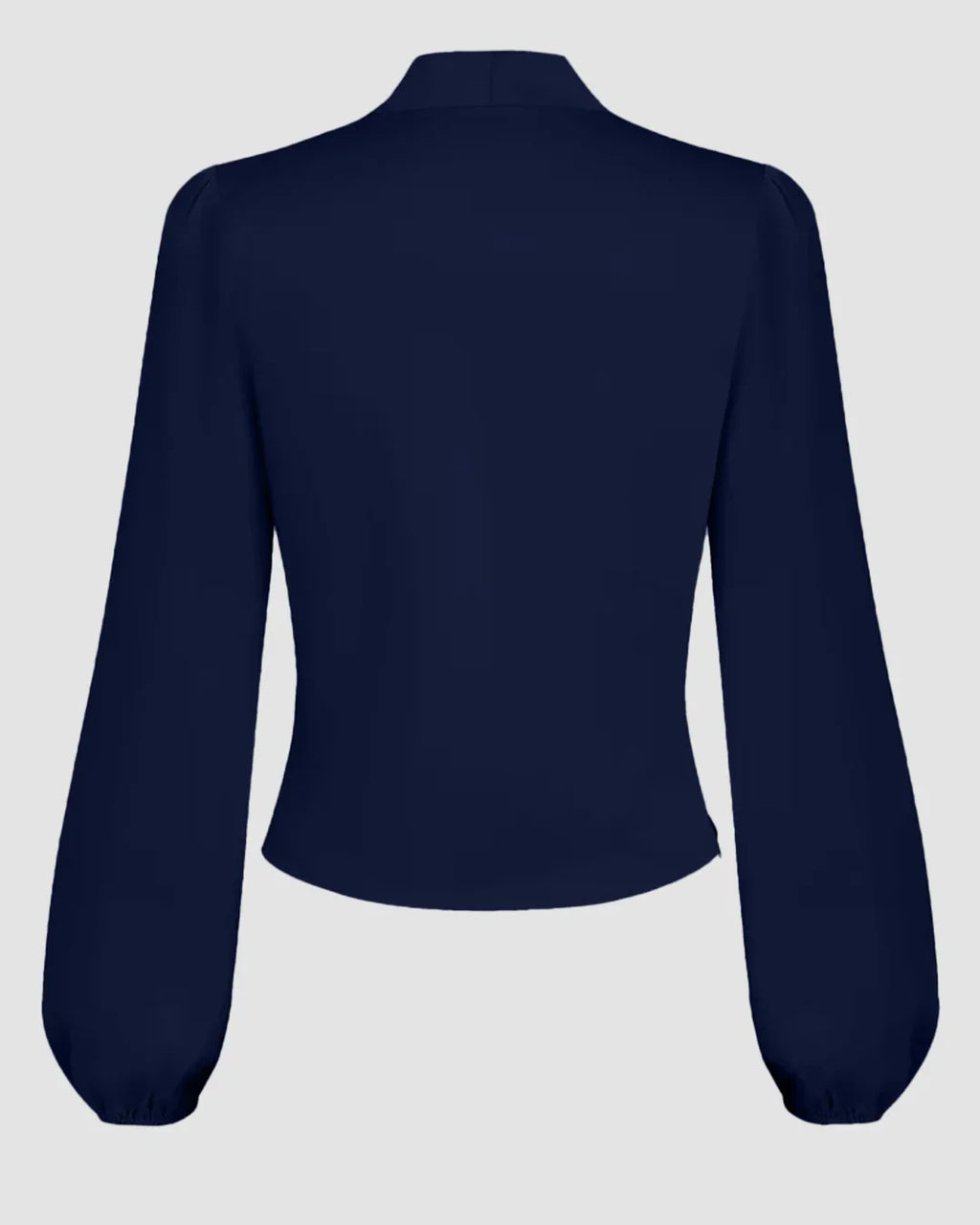 Navy Blue Draped V-Neck Full Sleeve Top