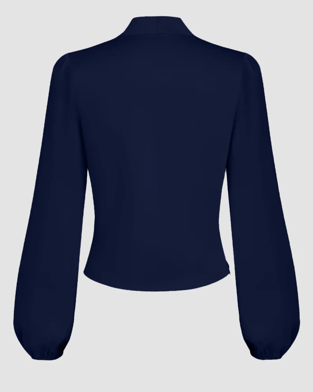Navy Blue Draped V-Neck Full Sleeve Top
