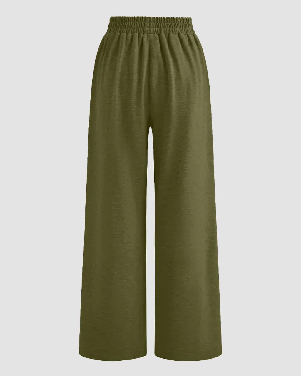 Solid Button Sleeveless Top With Solid Wide Leg Trousers In Avocado