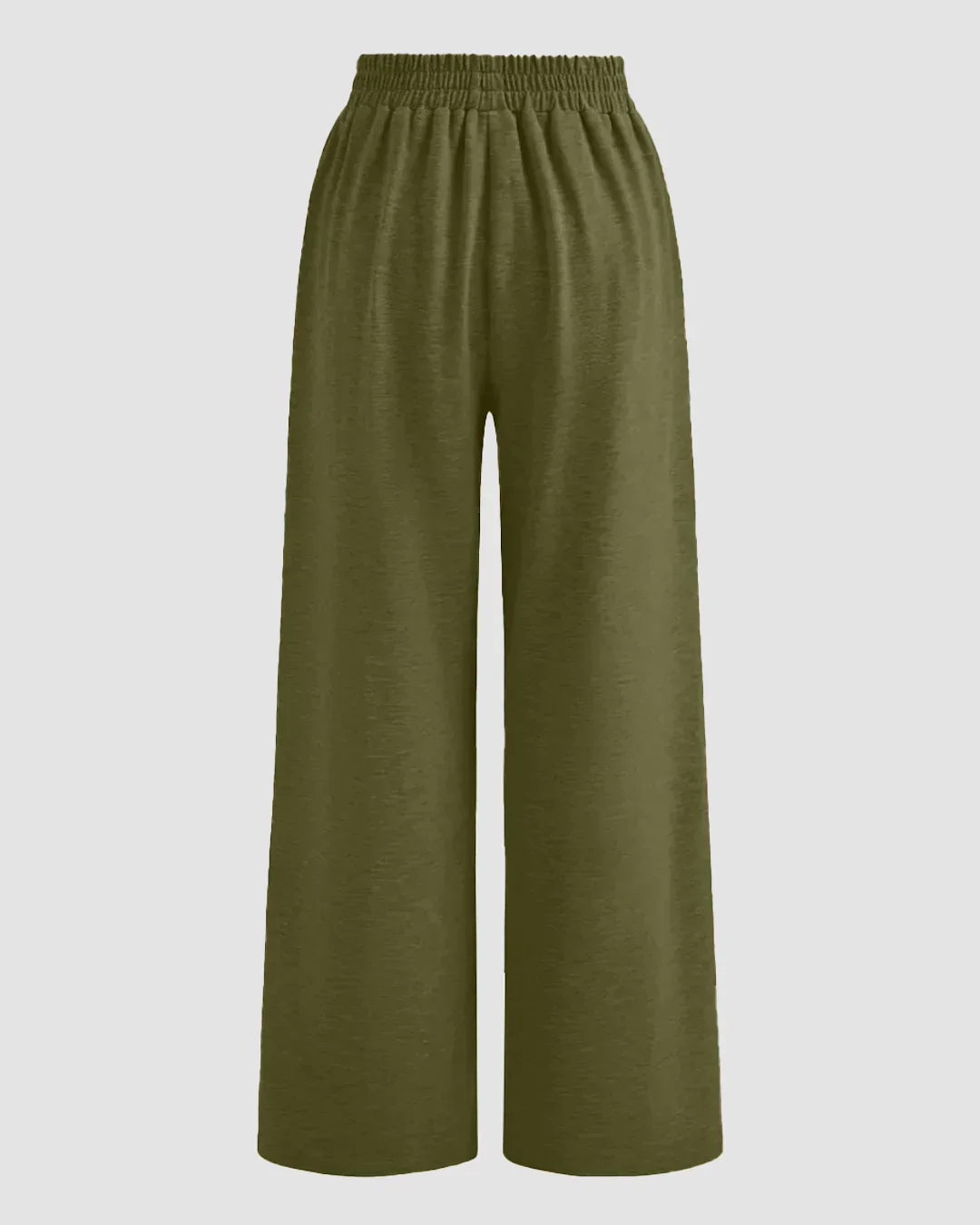 Solid Button Sleeveless Top With Solid Wide Leg Trousers In Avocado