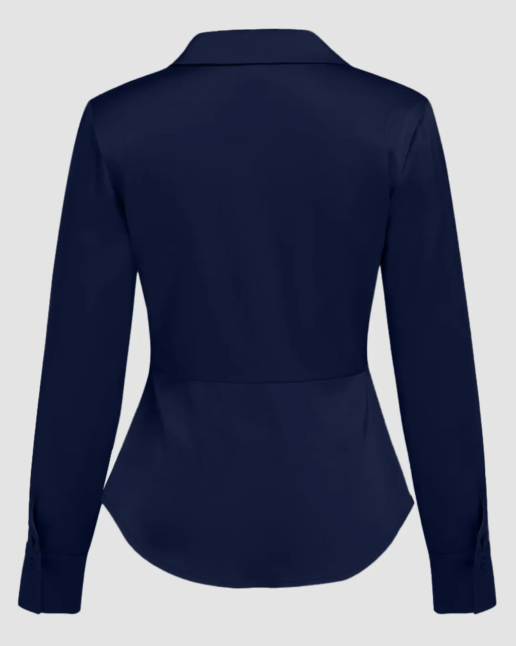 Navy Blue Satin Collared Full Sleeve Shirt