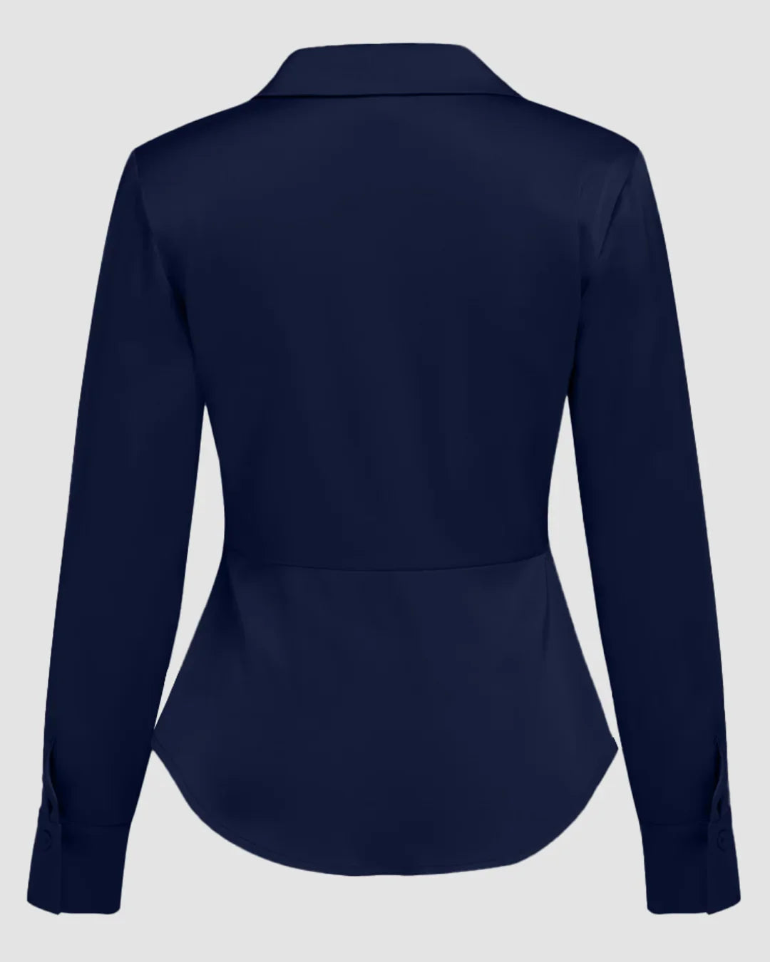Navy Blue Satin Collared Full Sleeve Shirt