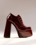 Chunky High Platform Ankle Heel Boots in Cherry