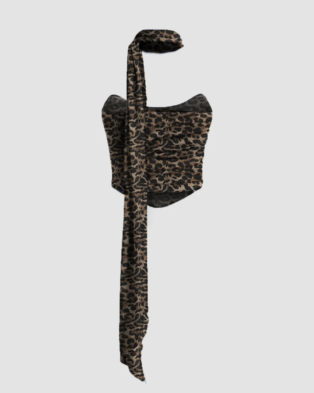 Leopard Print Strapless Wrap Front Tube Top