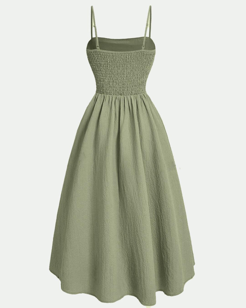 Vintage Retro Spaghetti Strap Herbal Green Dress