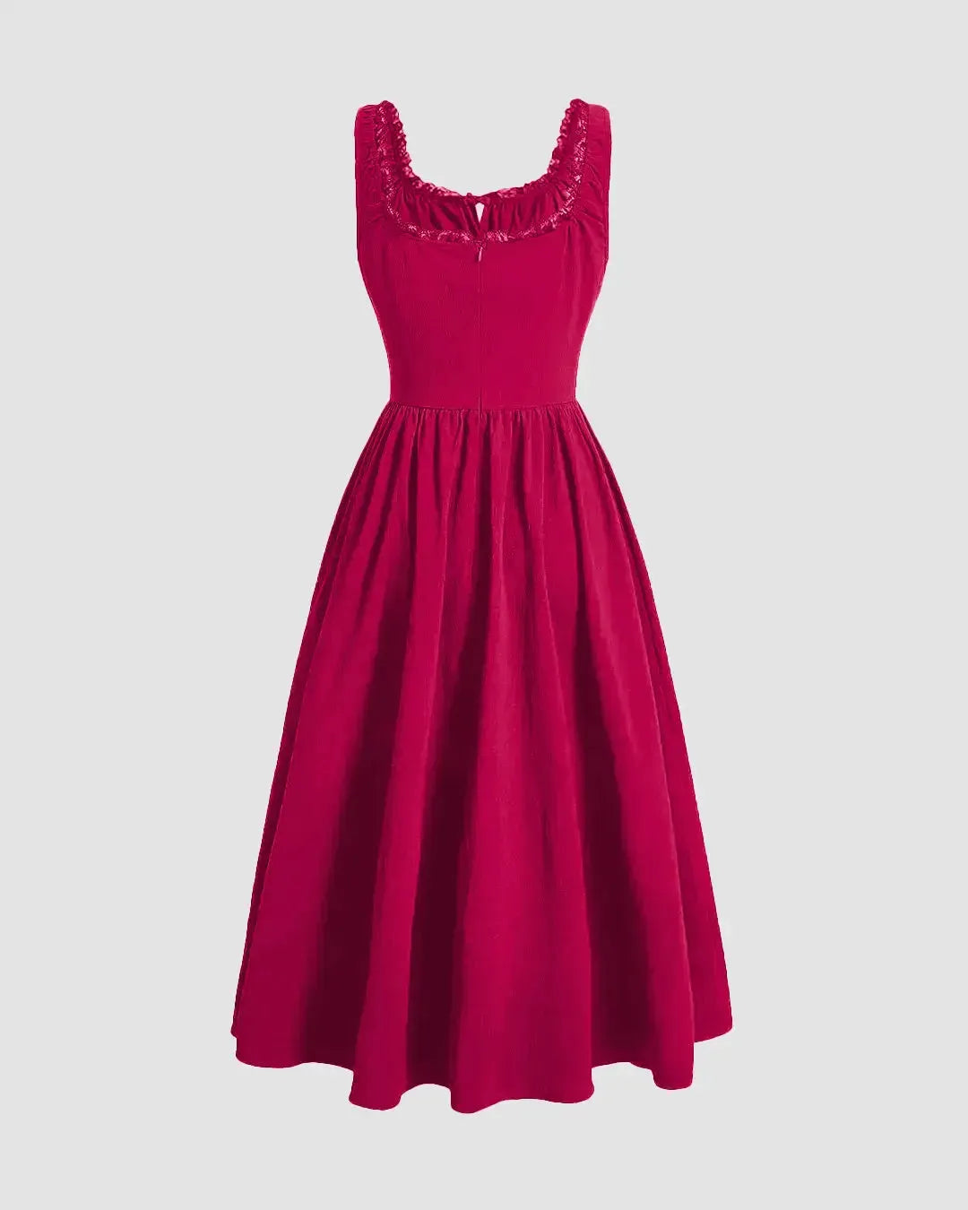 Solid Ruched Bust Dress In Hot Pink
