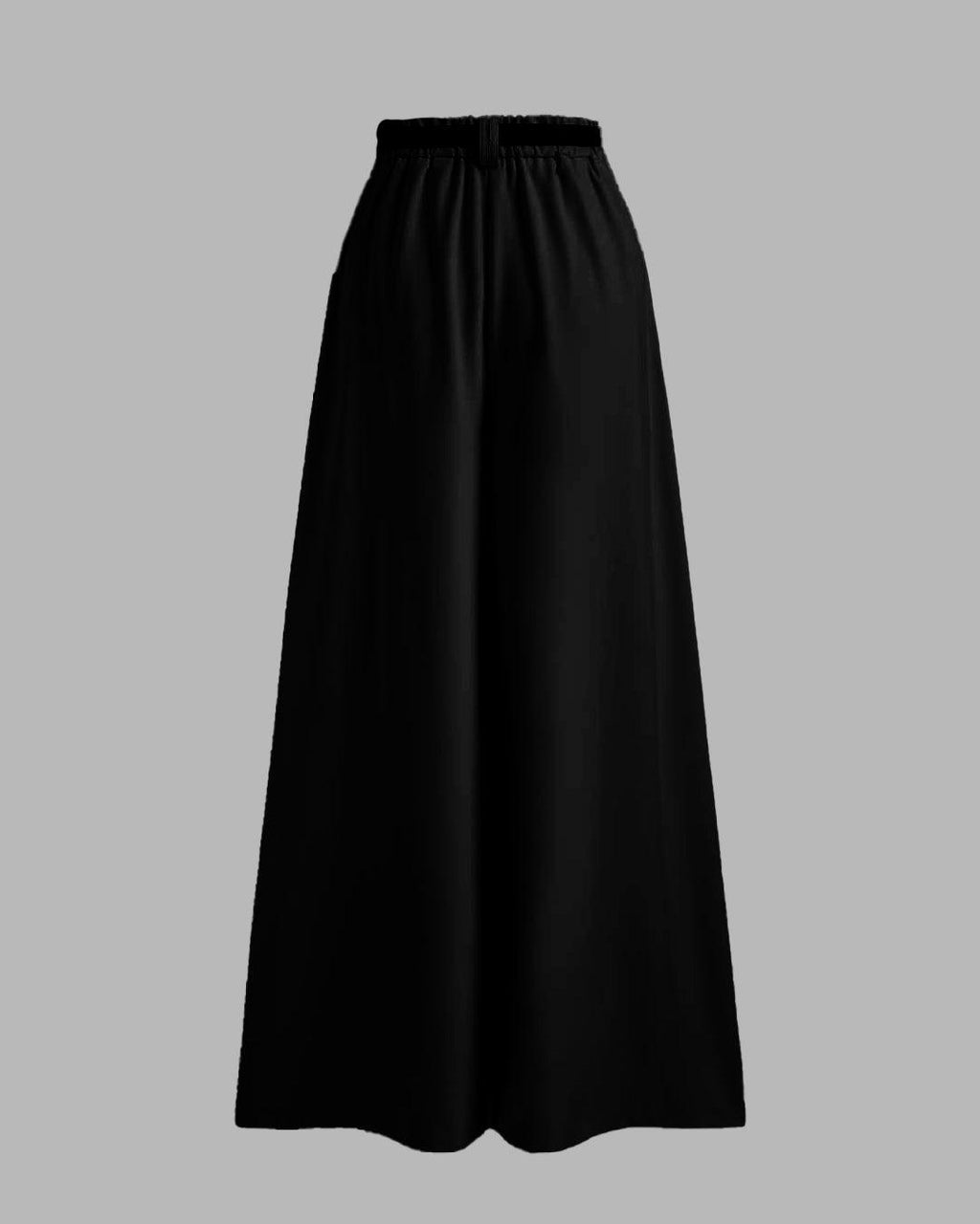Mid-Rise Woven Black Wide-Leg Pleated Trousers Without Belt