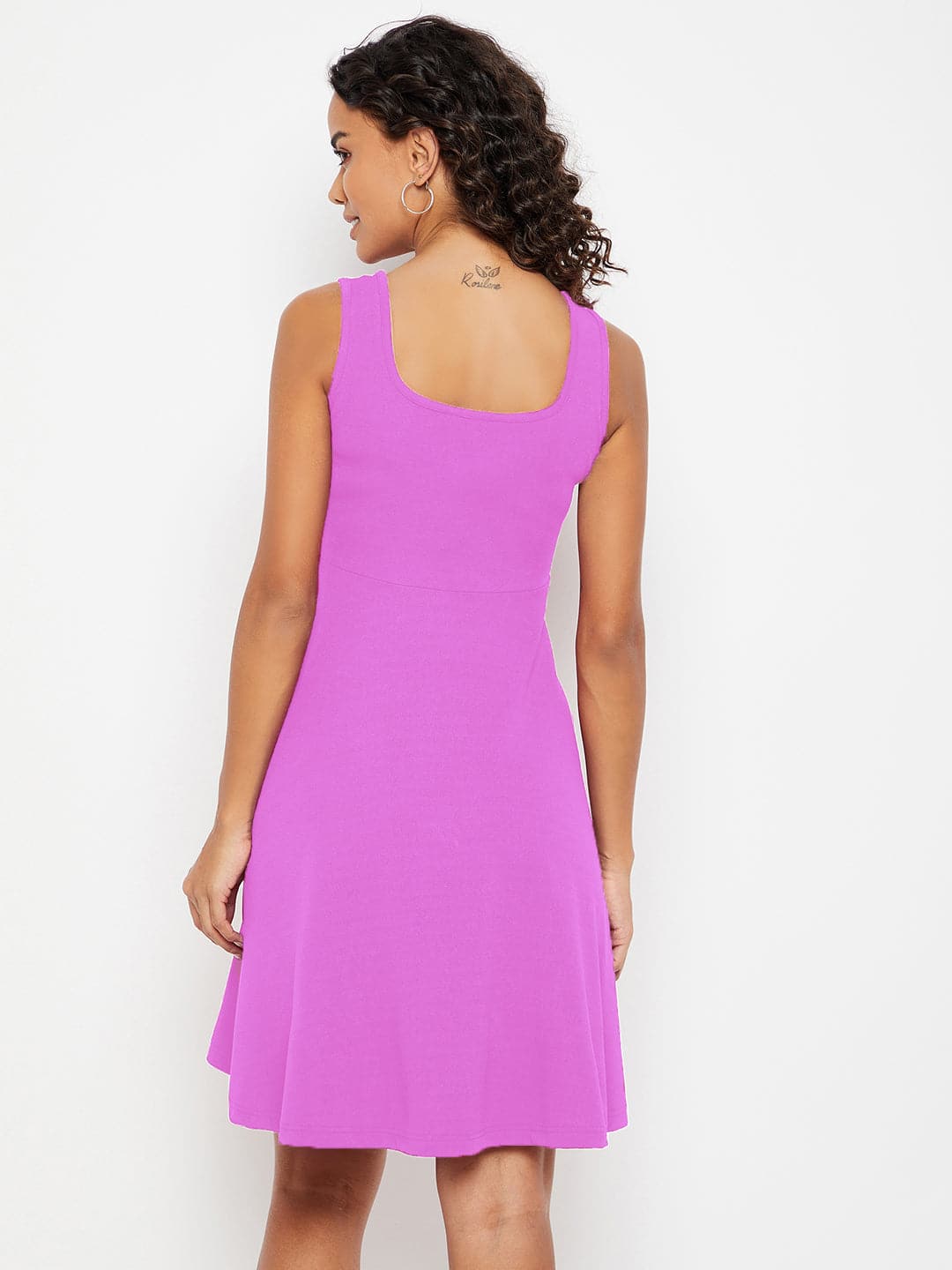 Sleeveless Round Neck Stretchable Cotton Skater Dress