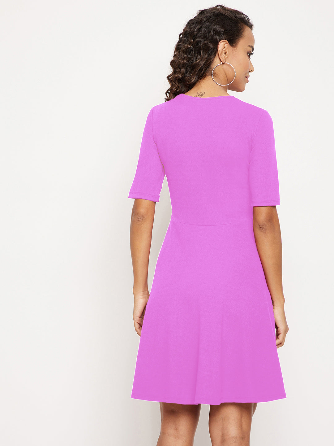 Round Neck Stretchable Skater Cotton Dress