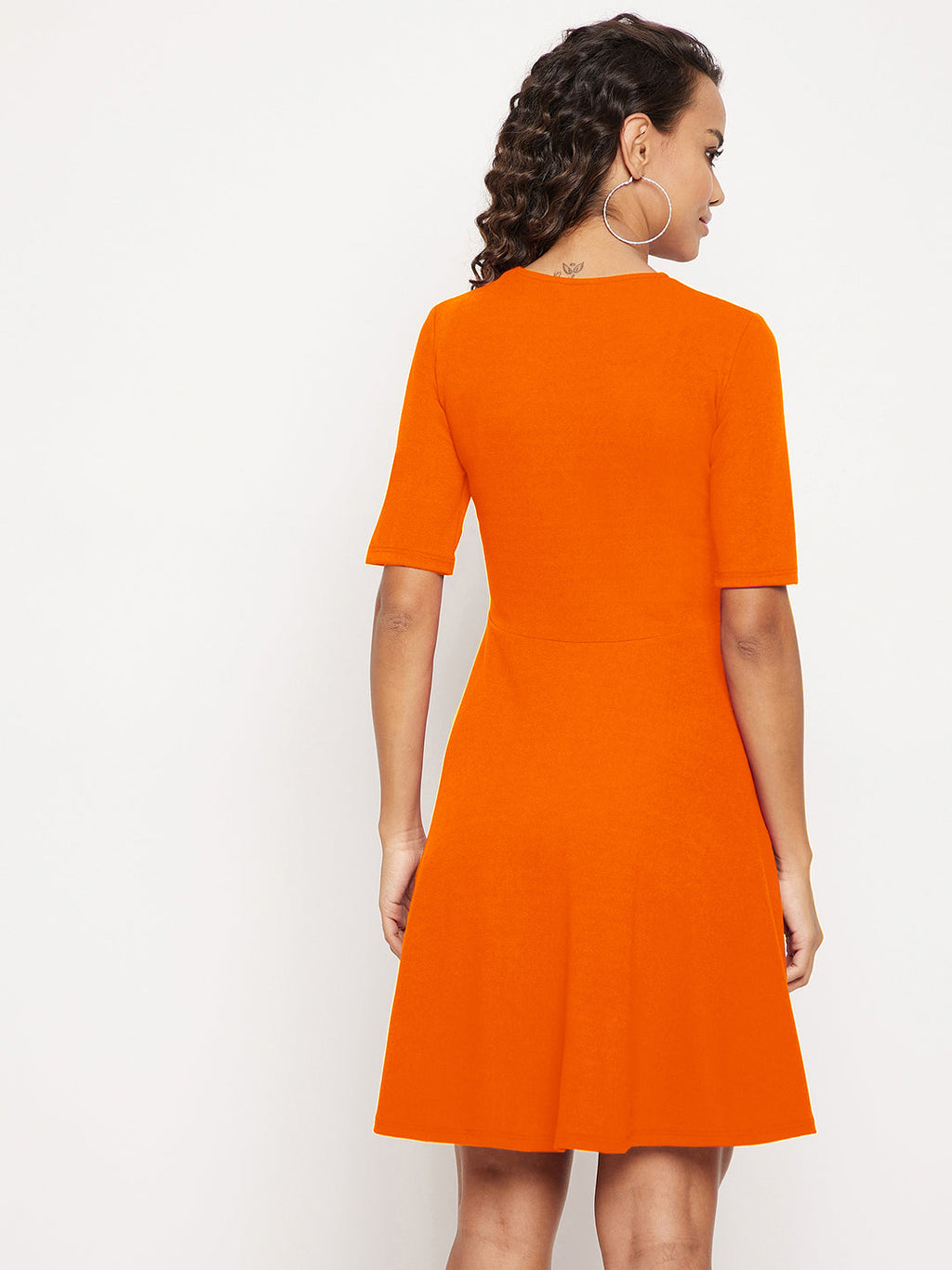 Round Neck Stretchable Cotton Skater Dress
