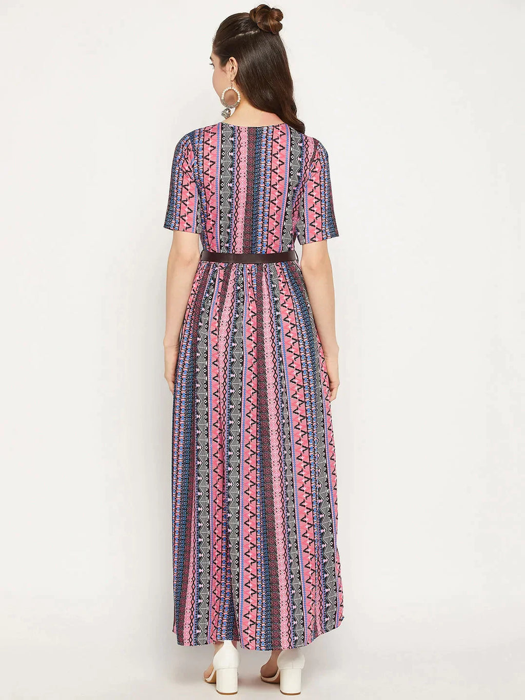 Printed Maxi Dress with Belt