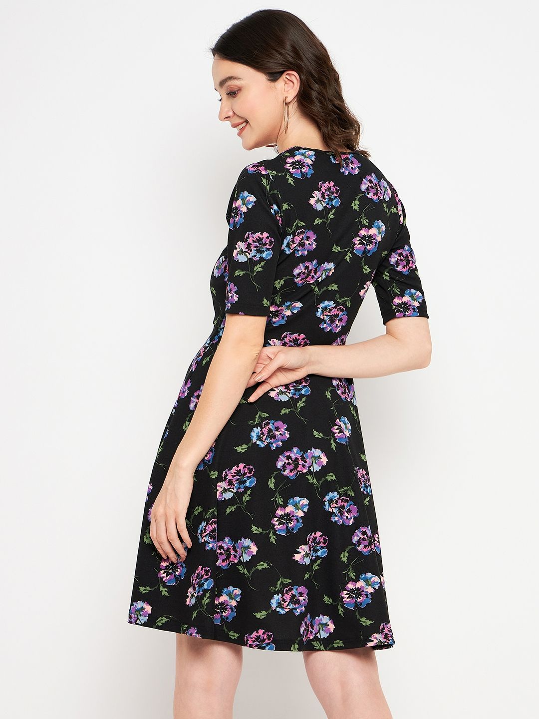 Round Neck Stretchable Cotton Skater Dress