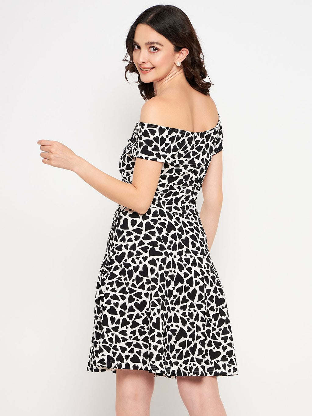 Off Shoulder Stretchable Cotton Skater Dress