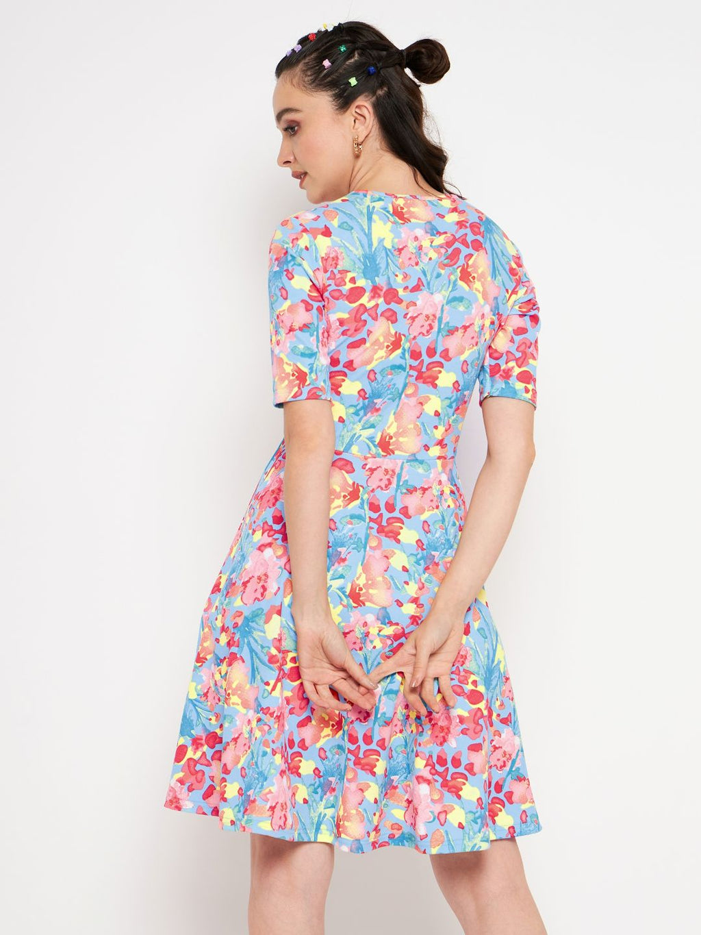 Round Neck Stretchable Cotton Skater Dress