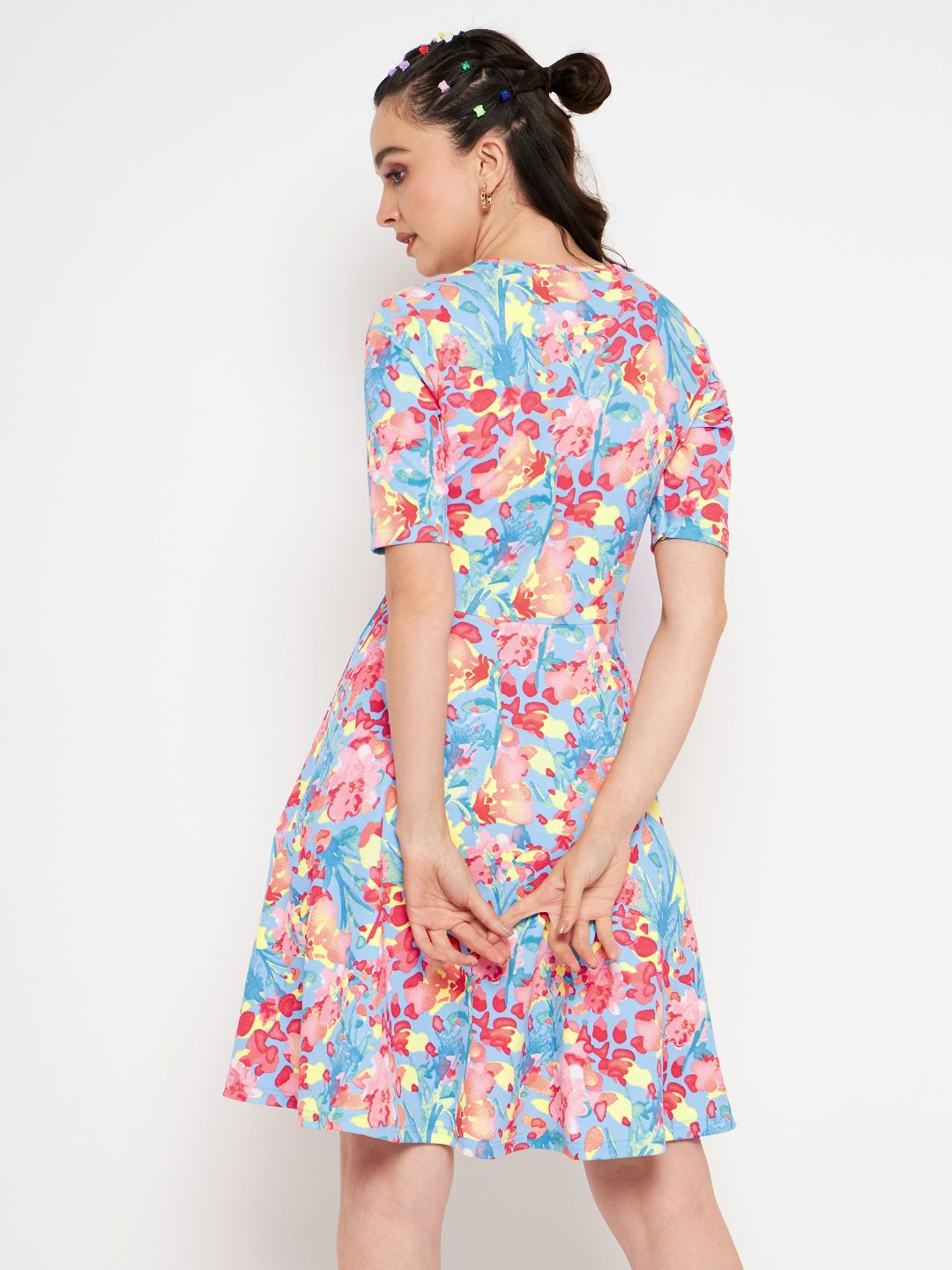 Round Neck Stretchable Skater Cotton Dress