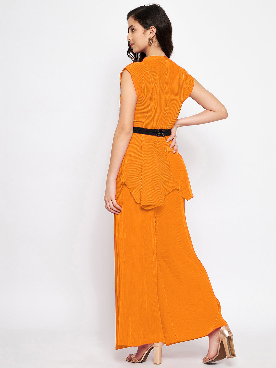 Pleated Pants with a Front Drape