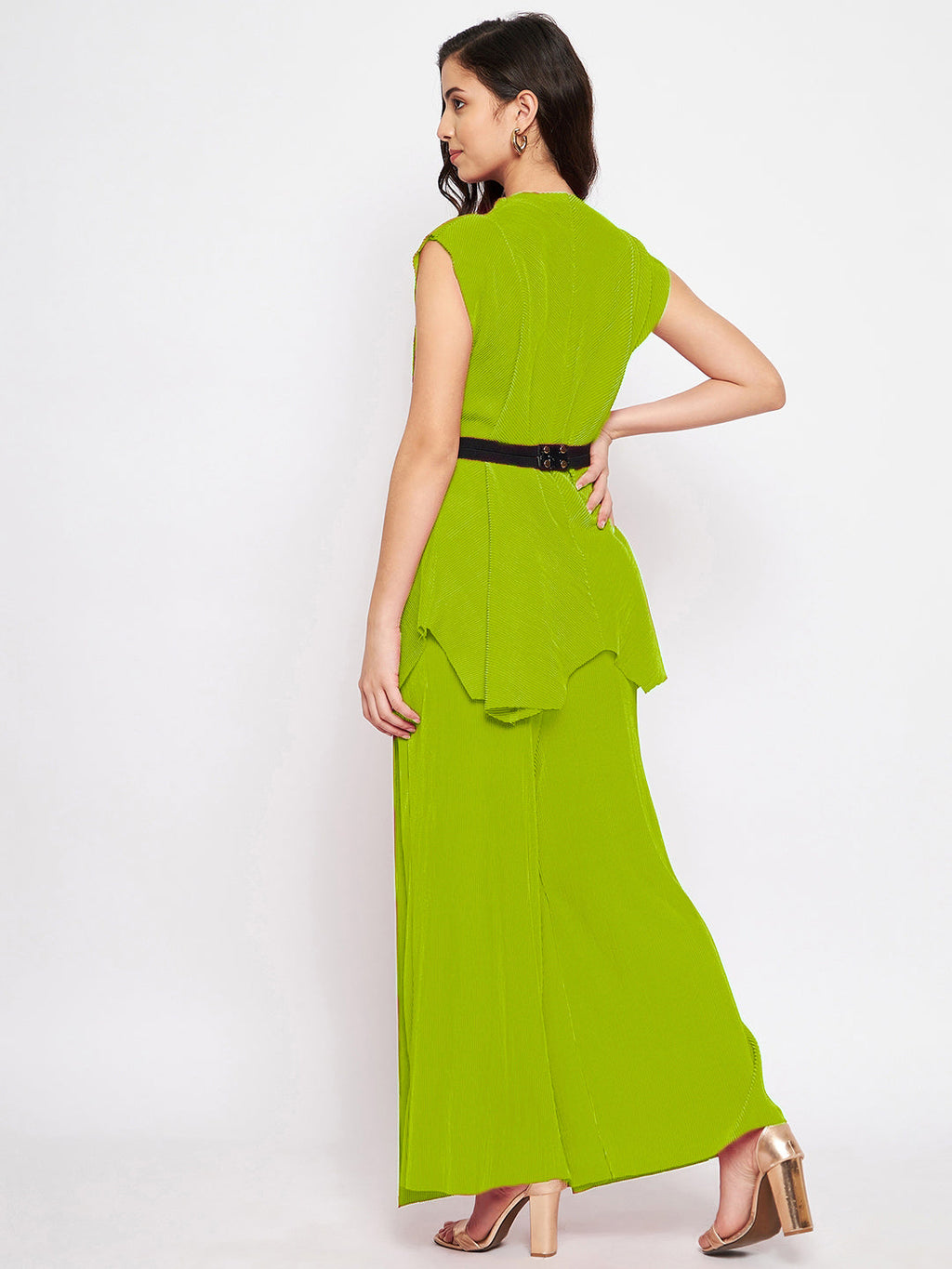 Pleated Pants with a Front Drape