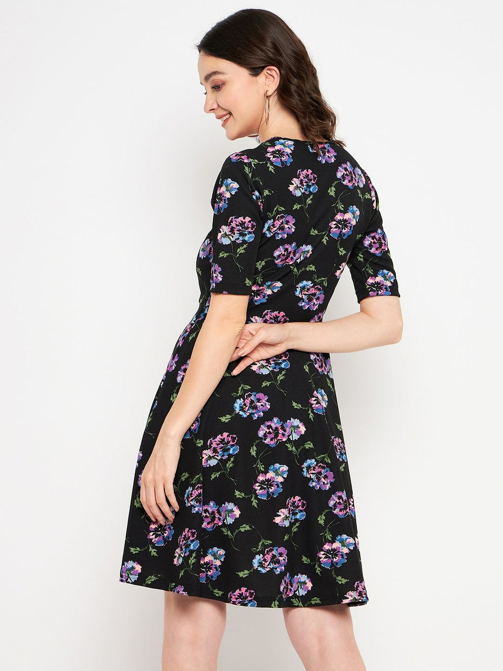 Round Neck Stretchable Skater Cotton Dress