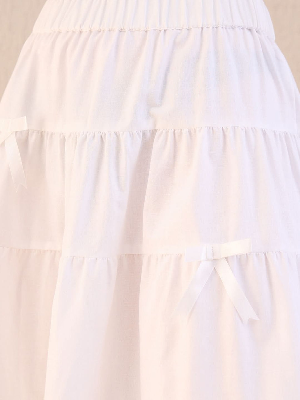 Cotton Tiered Bow Midi Skirt