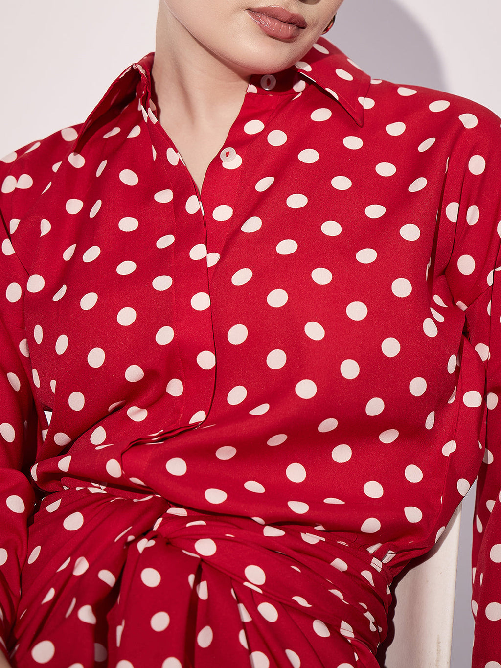 Printed Shirt with Front Twist Skirt Co-ord Set