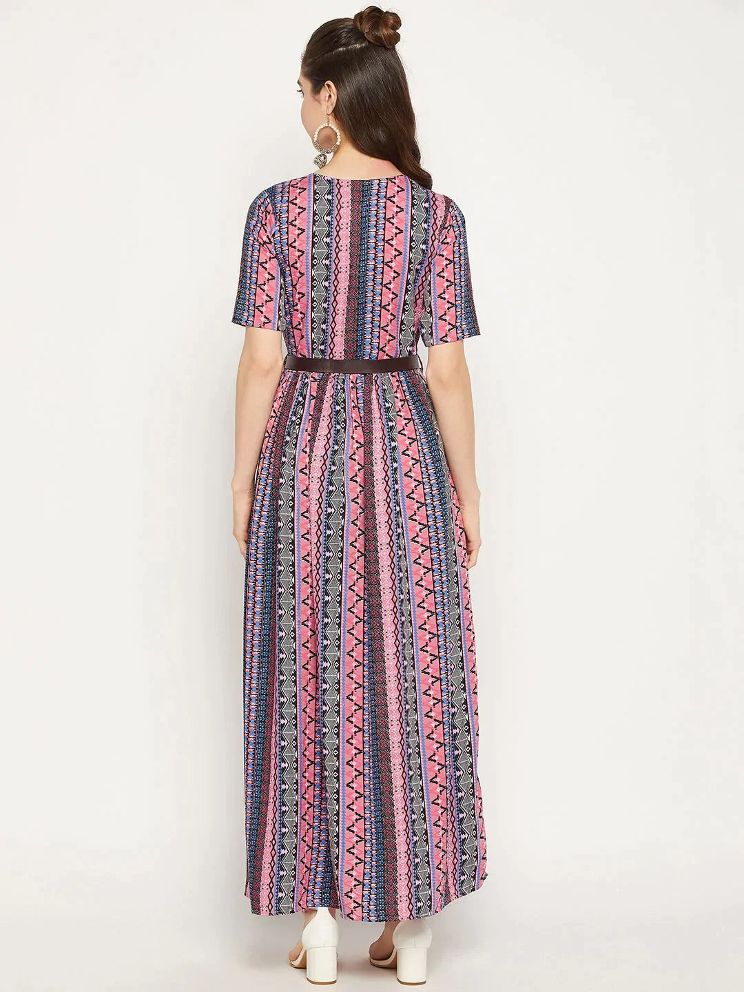 Printed Maxi Dress with Belt