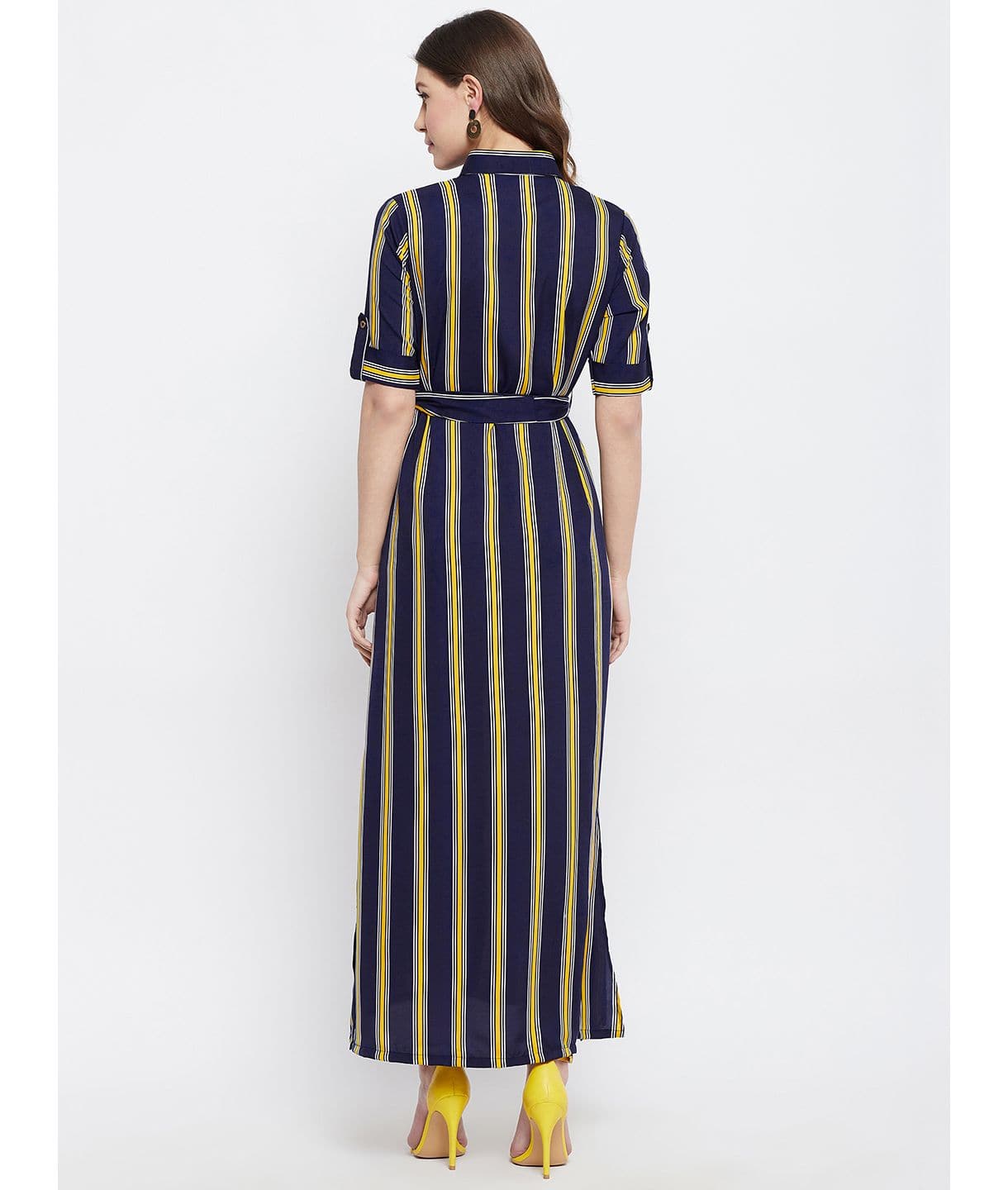 Collar Buttoned Down Shirt Maxi Dress
