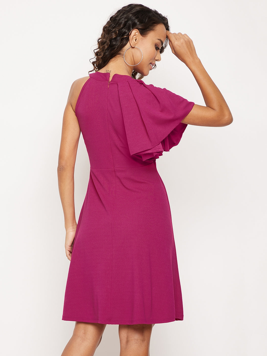 Ruffle Detail Stretchable Cotton Skater Dress
