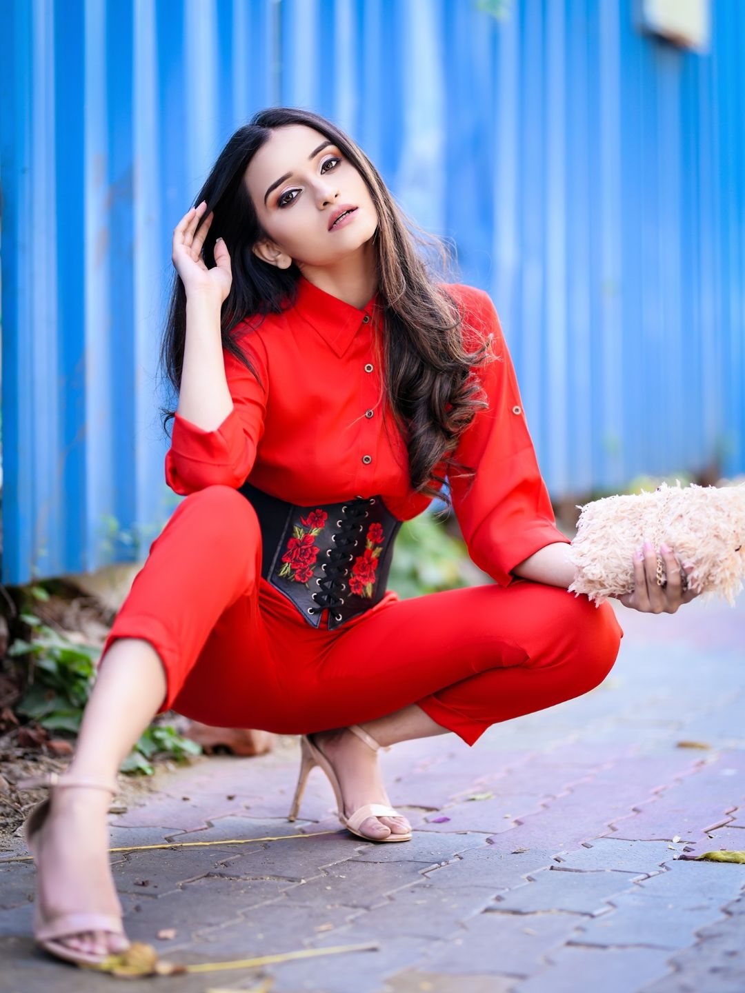 Button Down Roll-up Jumpsuit - Pinkkup