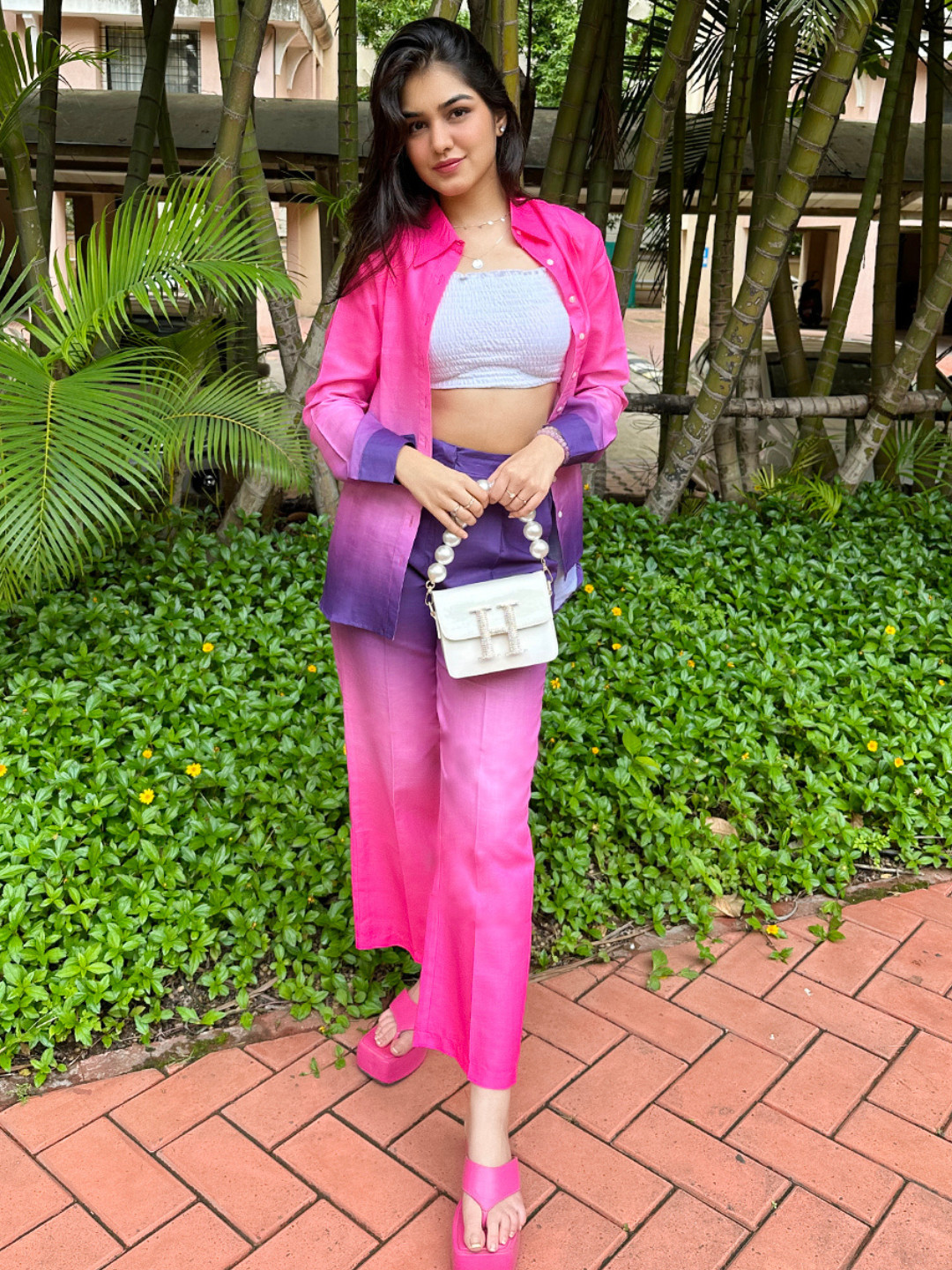 The Alia Set - Shaded Cotton Linen 2 Piece Set - Pinkkup