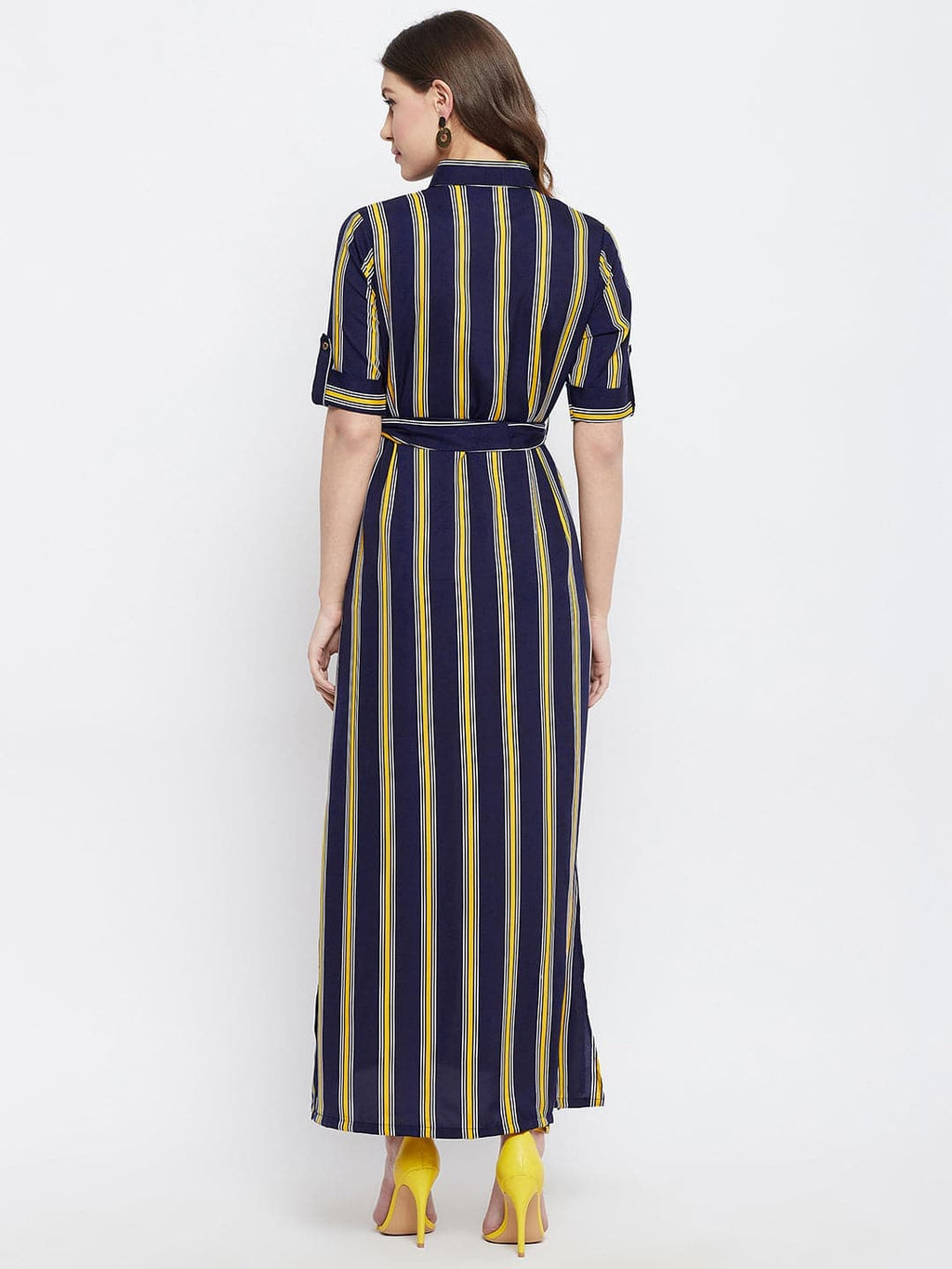 Collar Buttoned Down Shirt Maxi Dress