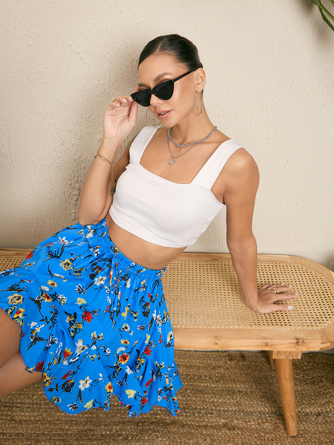 Printed Ruffled Skorts