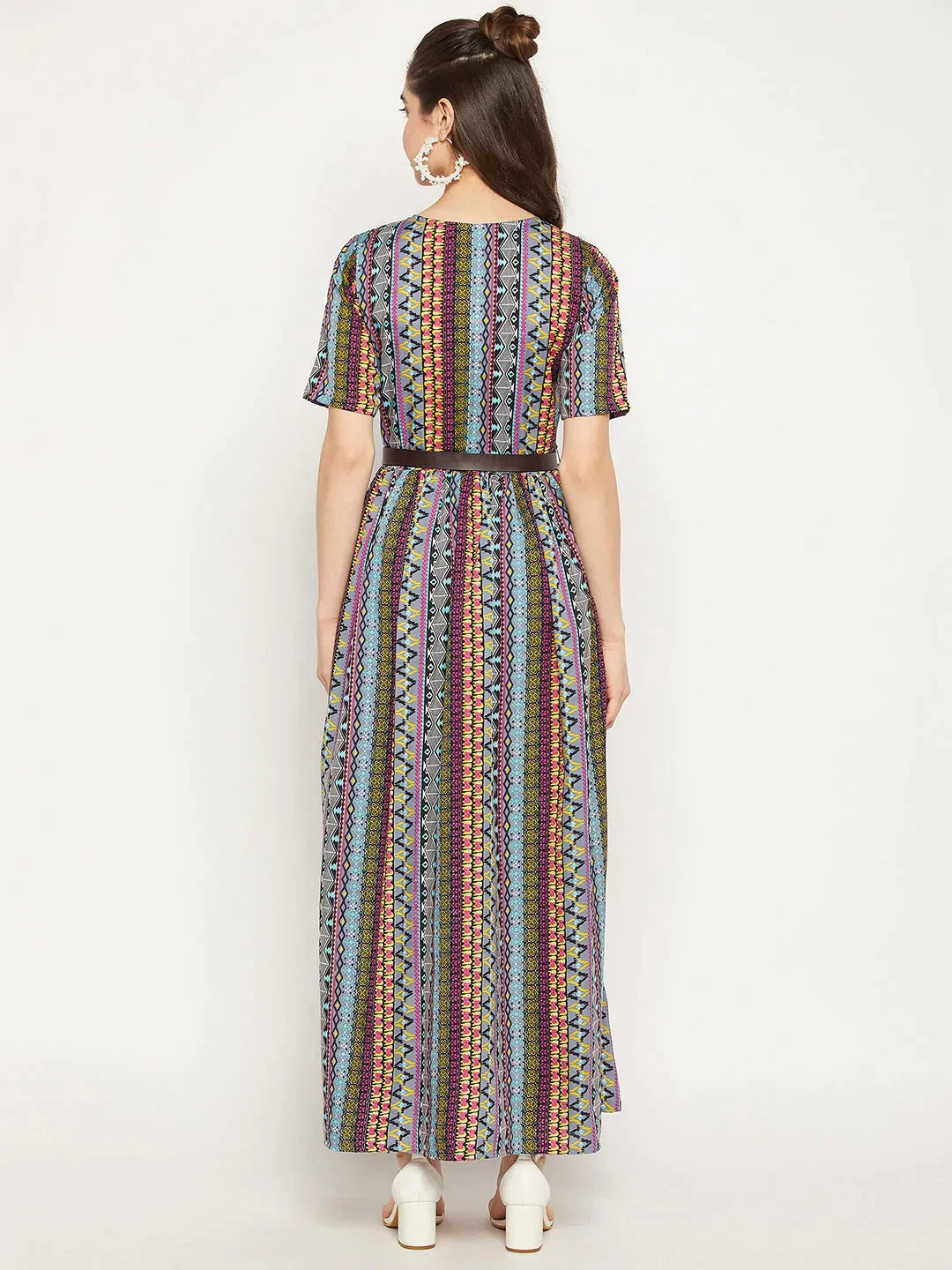 Printed Maxi Dress with Belt