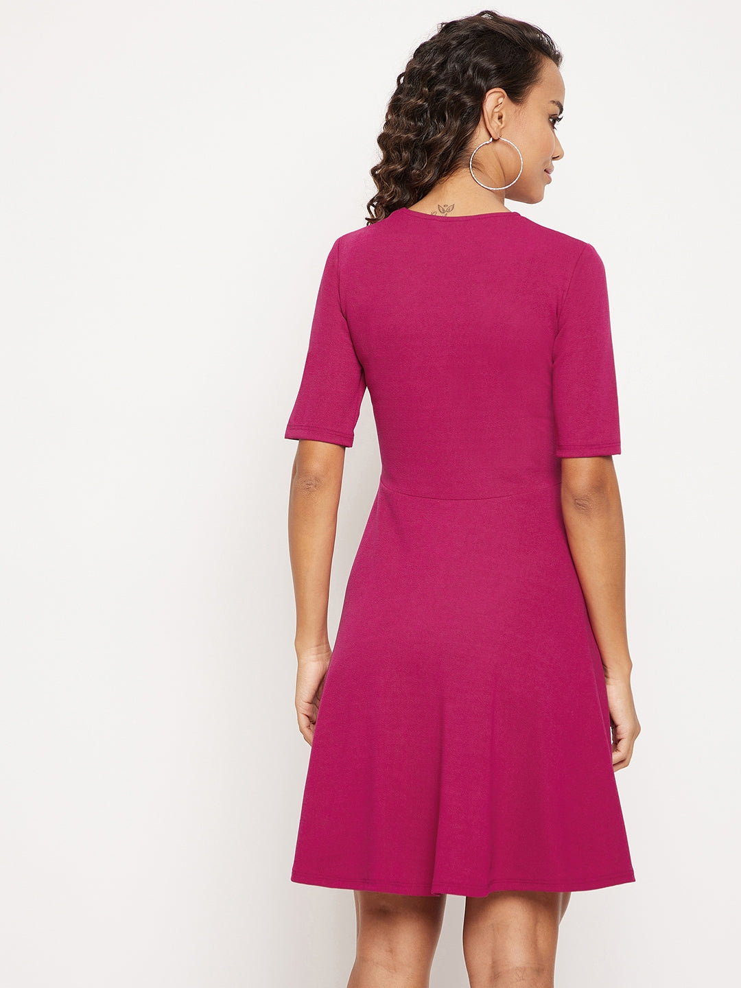 Round Neck Stretchable Skater Cotton Dress