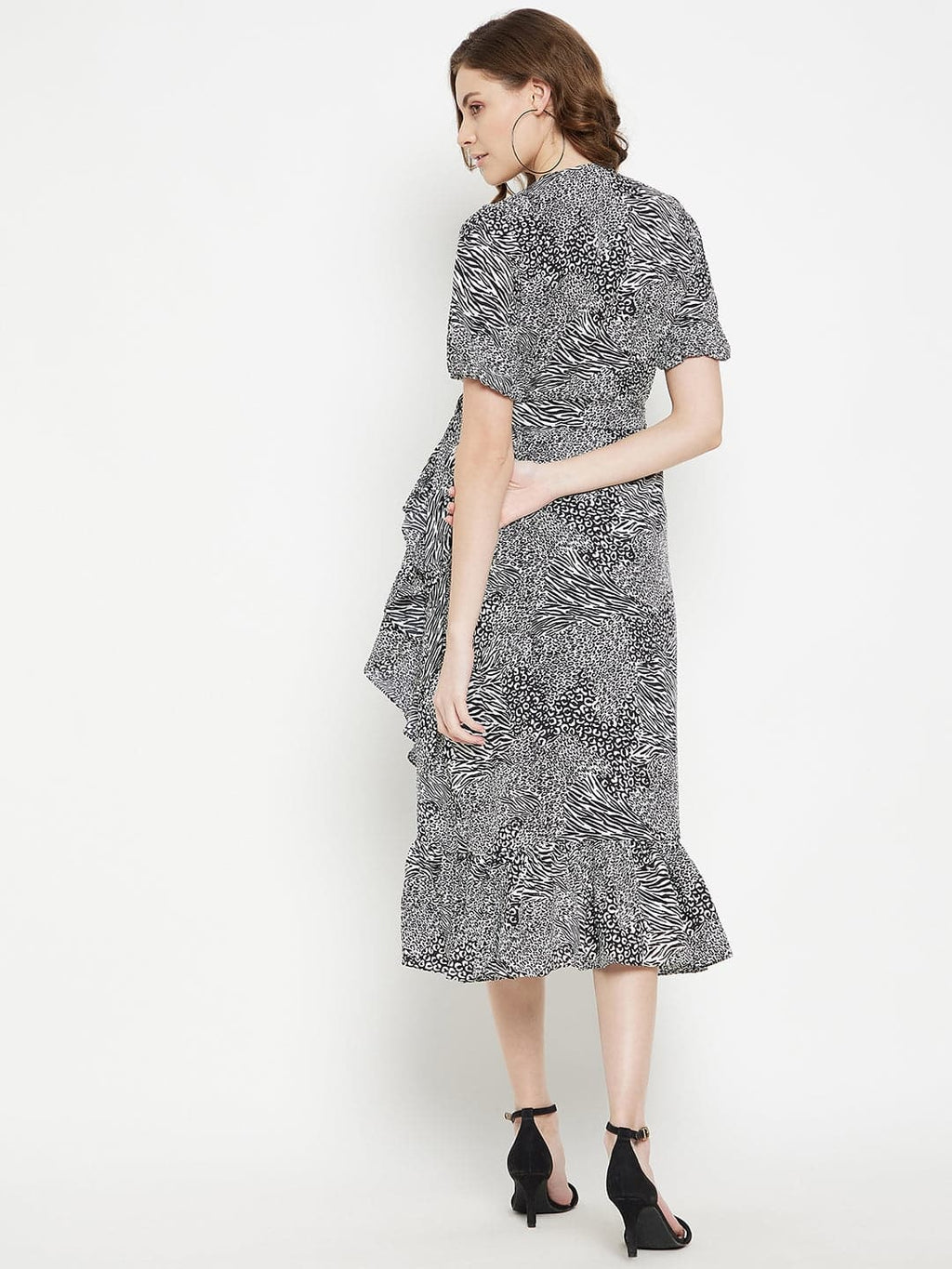 Animal Print Midi Wrap Dress